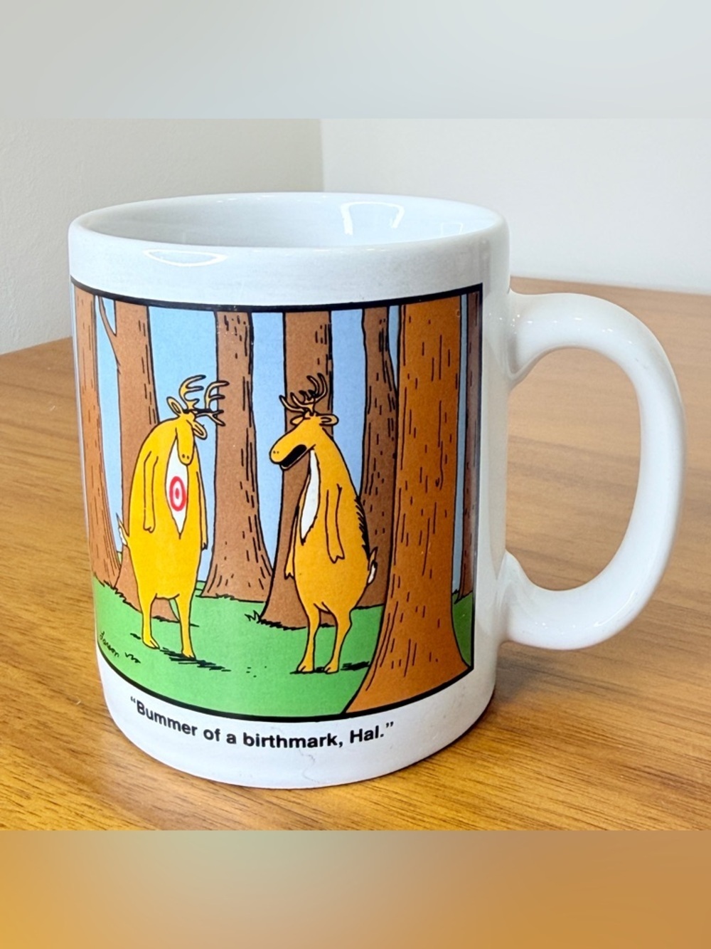 Vintage 1986 Far Side Gary Larson Bummer of a Birthmark, Hal Mug